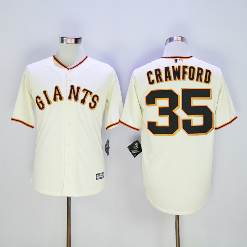 Men San Francisco Giants #35 Crawford Cream MLB Jerseys